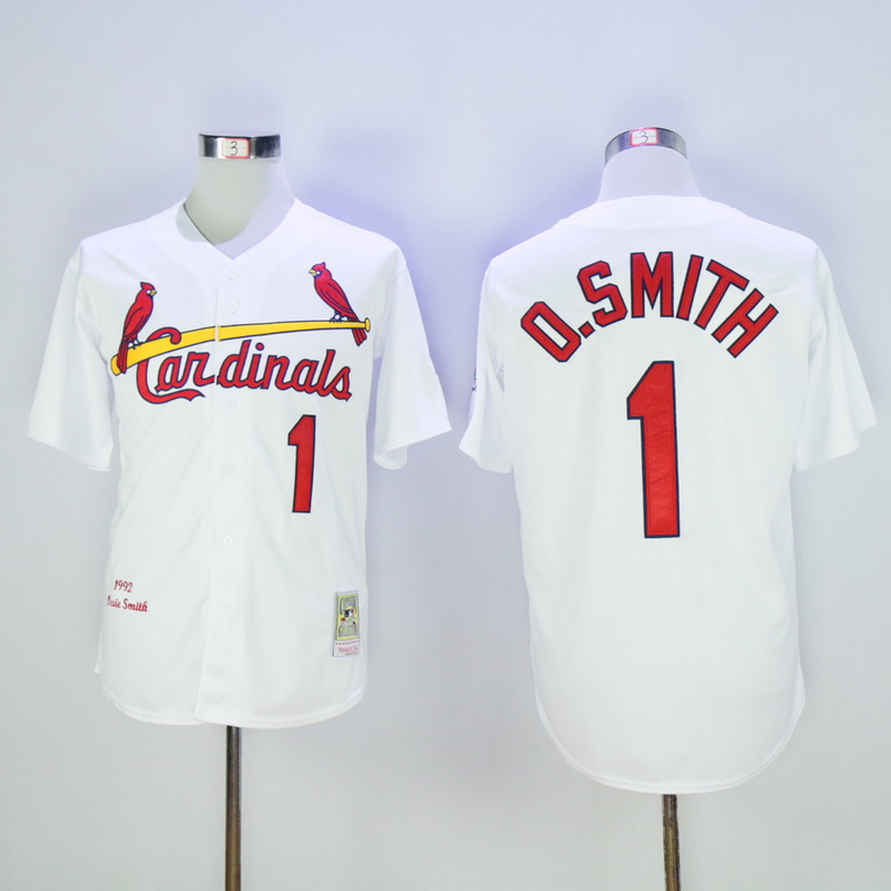 2017 MLB St. Louis Cardinals #1 O.Smith White Throwback Jerseys->st.louis cardinals->MLB Jersey